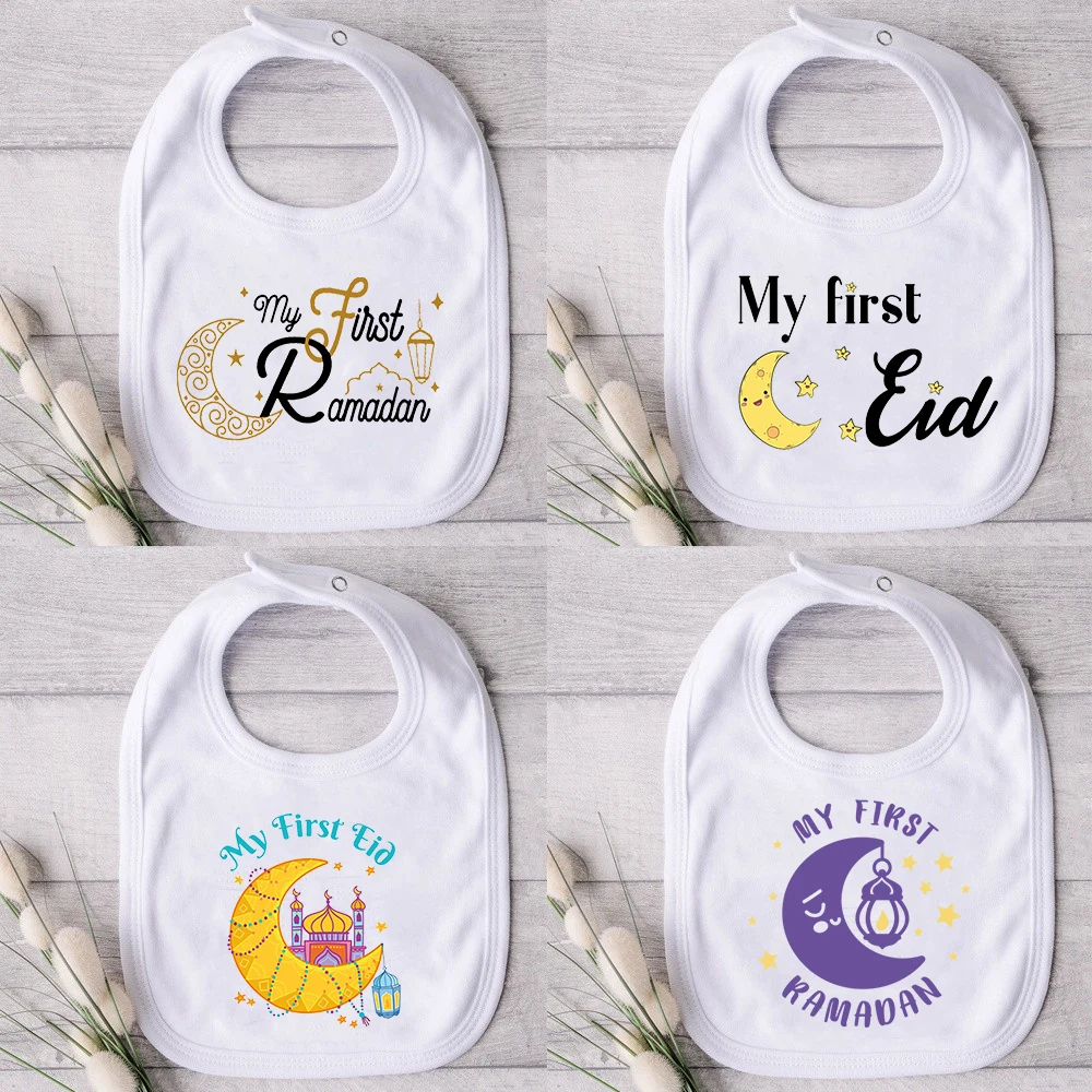 My First Eid & Ramadan Baby Bibs Boy Girl Bib Happy Eid Mubarak Infant Saliva Towel Infant Muslim Islamic Festival Keepsake Gift