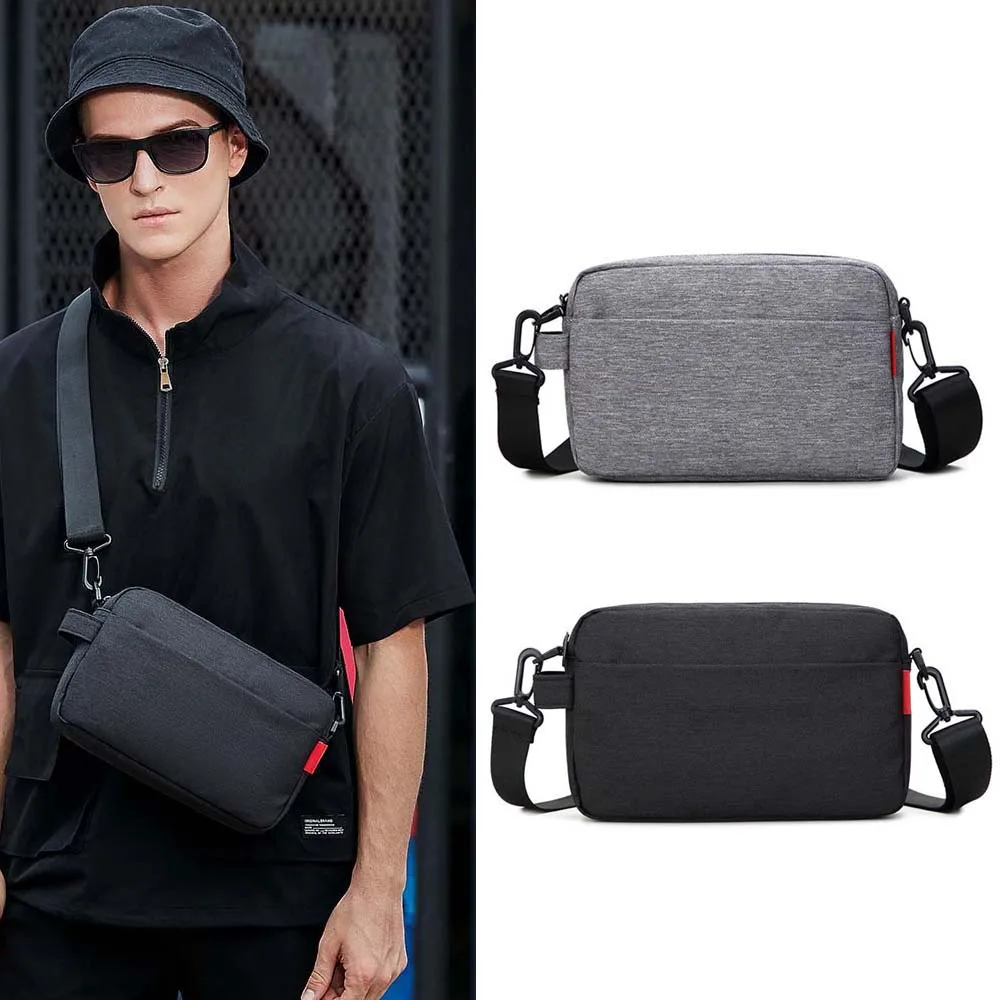 

Oxford Cloth Men's Crossbody Bag Large Capacity Black Waterproof Shoulder Bag Casual Adjustable Strap Outdoor Travel Pouch Boys