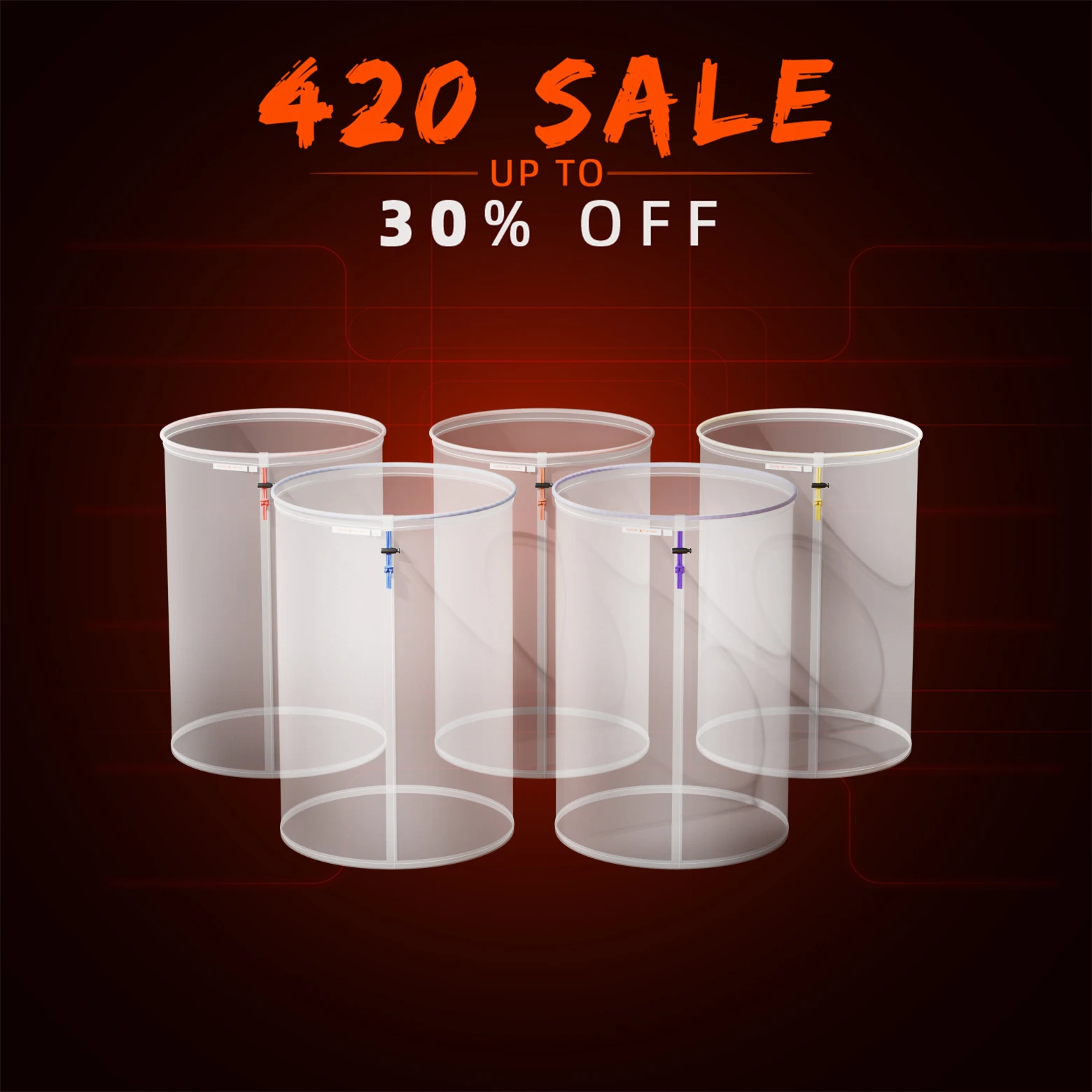 

Spider Farmer 5-Pack 5-Gallon Reusable All-Mesh Filter Bags | with Filter Screen and Storage Pouch | 25-220 Micron for Plants