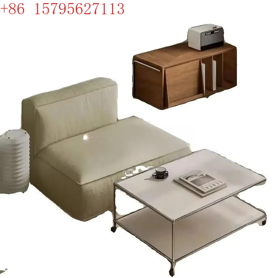 Mesa de centro Medieval modular rectangular de acero inoxidable mesa de doble capa simple moderno pequeño apartamento hogar CQY