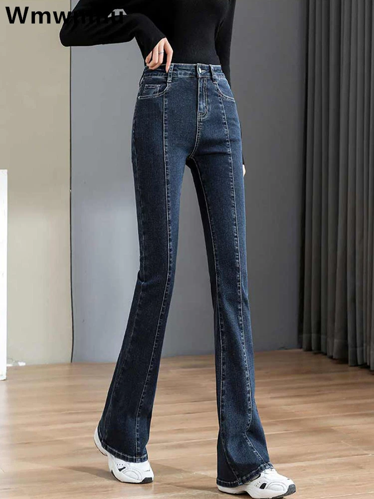 

Korean High Waist Flare Jeans Women Vintage Casual Big Size 32 Skinny Denim Pants Streetwear Stretch Vaqueros Slim Kot Pantolon