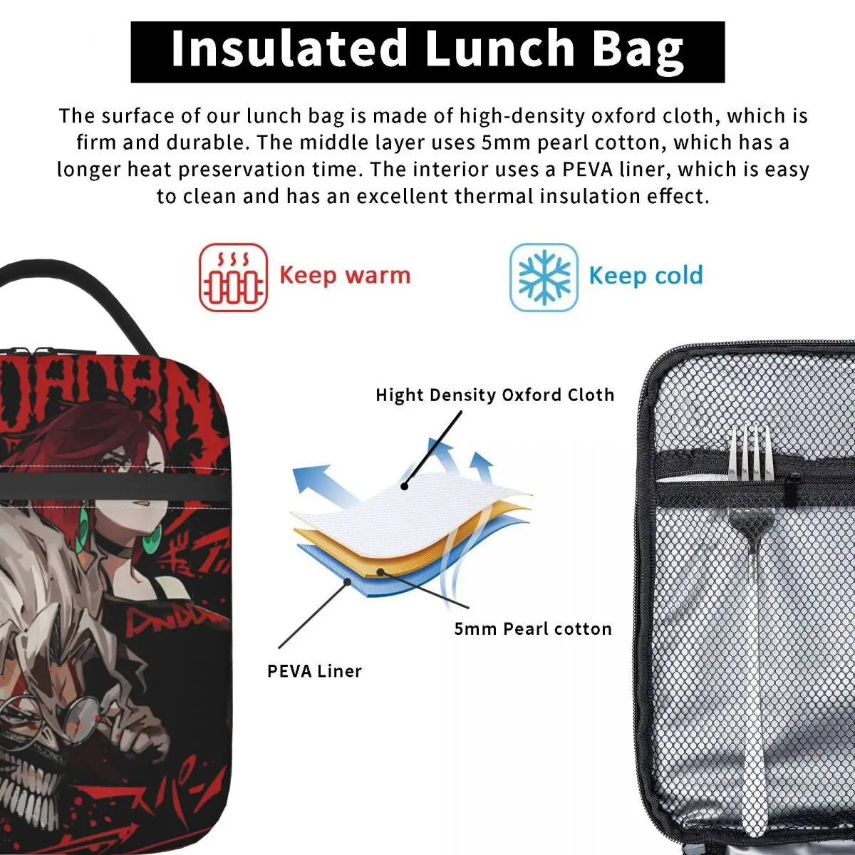 Dandadan mangá anime merch saco de almoço isolado para escritório saco de armazenamento de alimentos portátil refrigerador térmico bento caixa