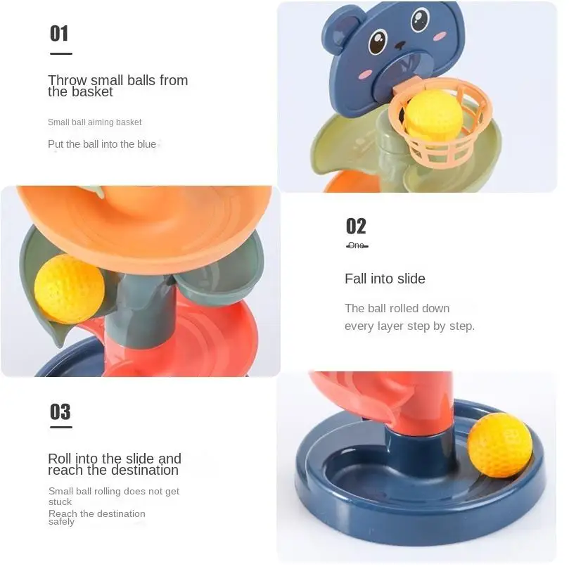 Educational Game Baby Toy Rotating Rolling Ball Pile Tower Gliding Montessori Educational Stacking Spin Gift Development Toy