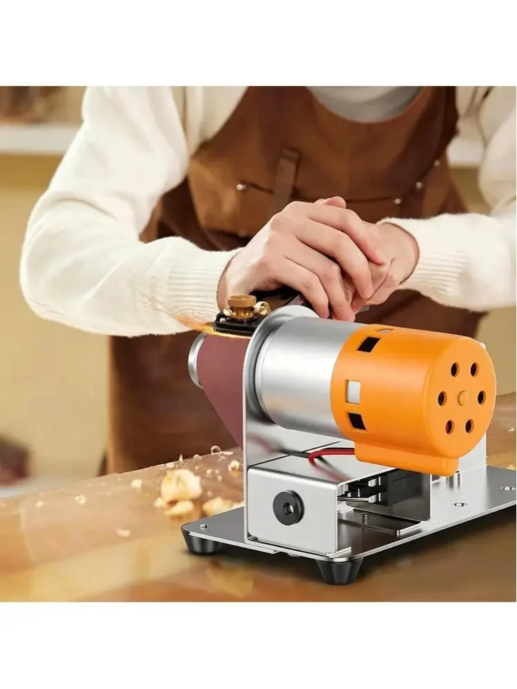 220V Mini-Bandschleifer, Elektrische Tischschleifmaschine mit 7 Geschwindigkeiten, Verstellbarer Polierer für Holz, Metall, Schmuck und DIY-Projekte
