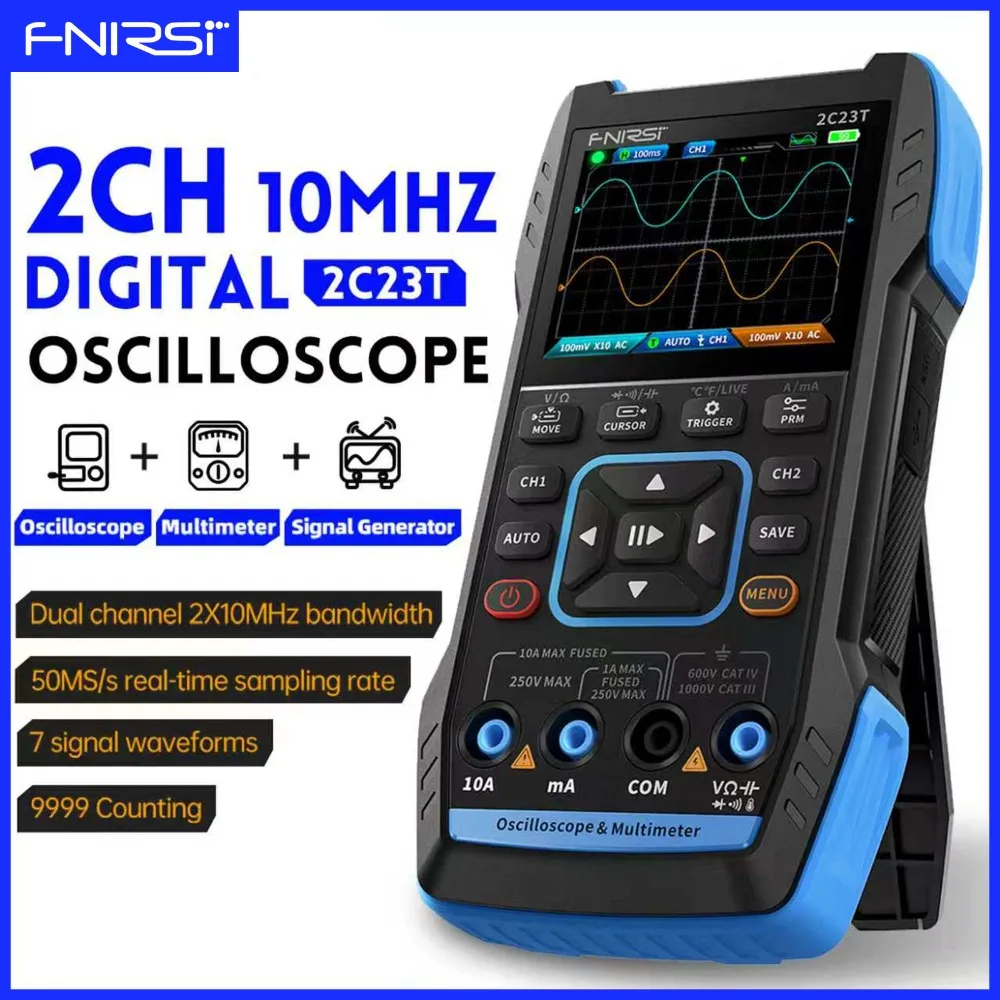 

FNIRSI 2C23T Multifunctional Digital Oscilloscope Dual Channel 50MS/s 10MHz Multimeter Signal Generator Electronic Repair Tools