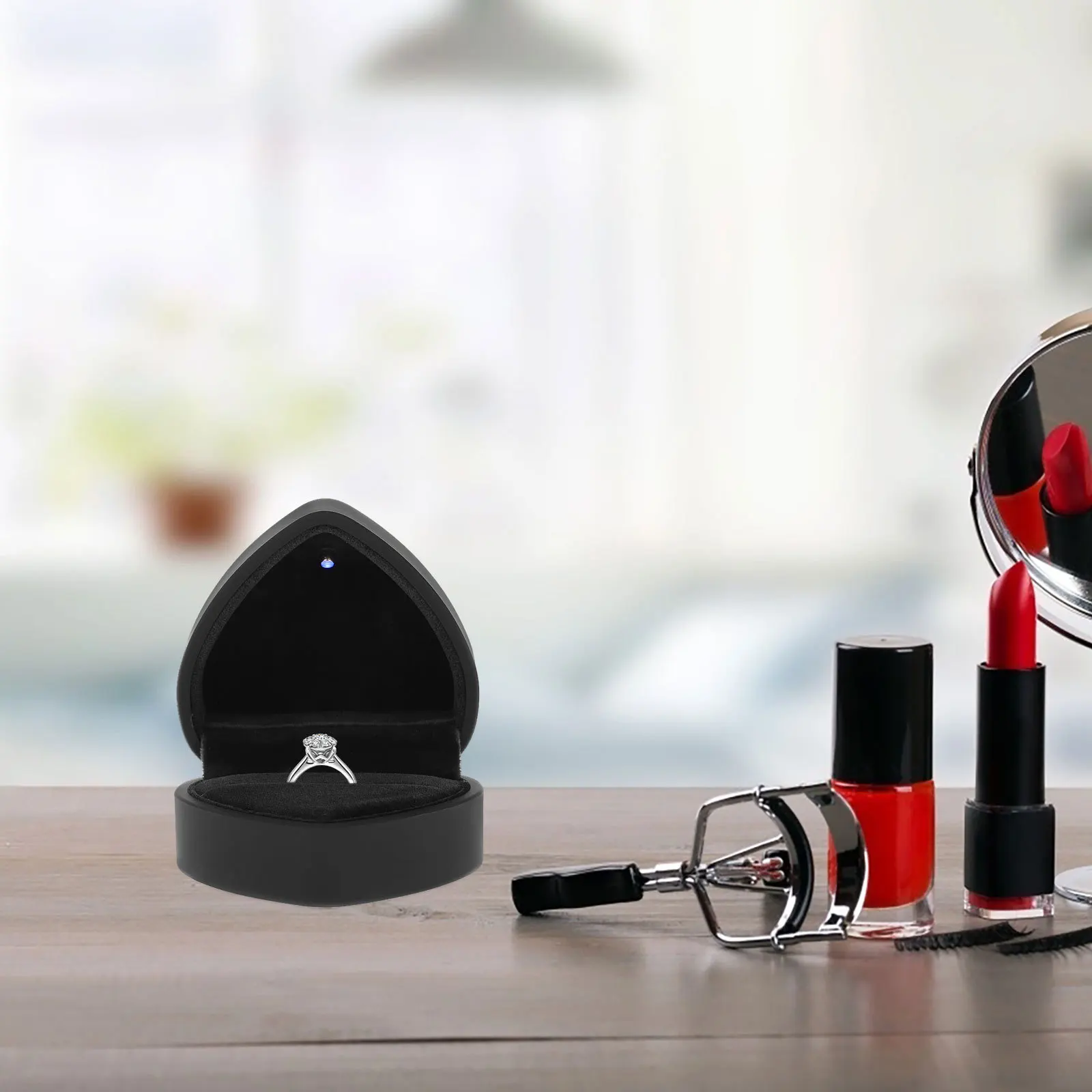 

Шкатулка для украшений в форме сердца с LED-подсветкой, футляр для хранения, для помолвки, свадьбы, предложения руки и сердца