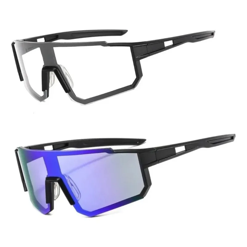 2 قطعة نظارات الدراجة حماية ركوب الدراجات Uv Mtb إطار السرعة عدسة عاكسة باللونين الأسود والأحمر #2