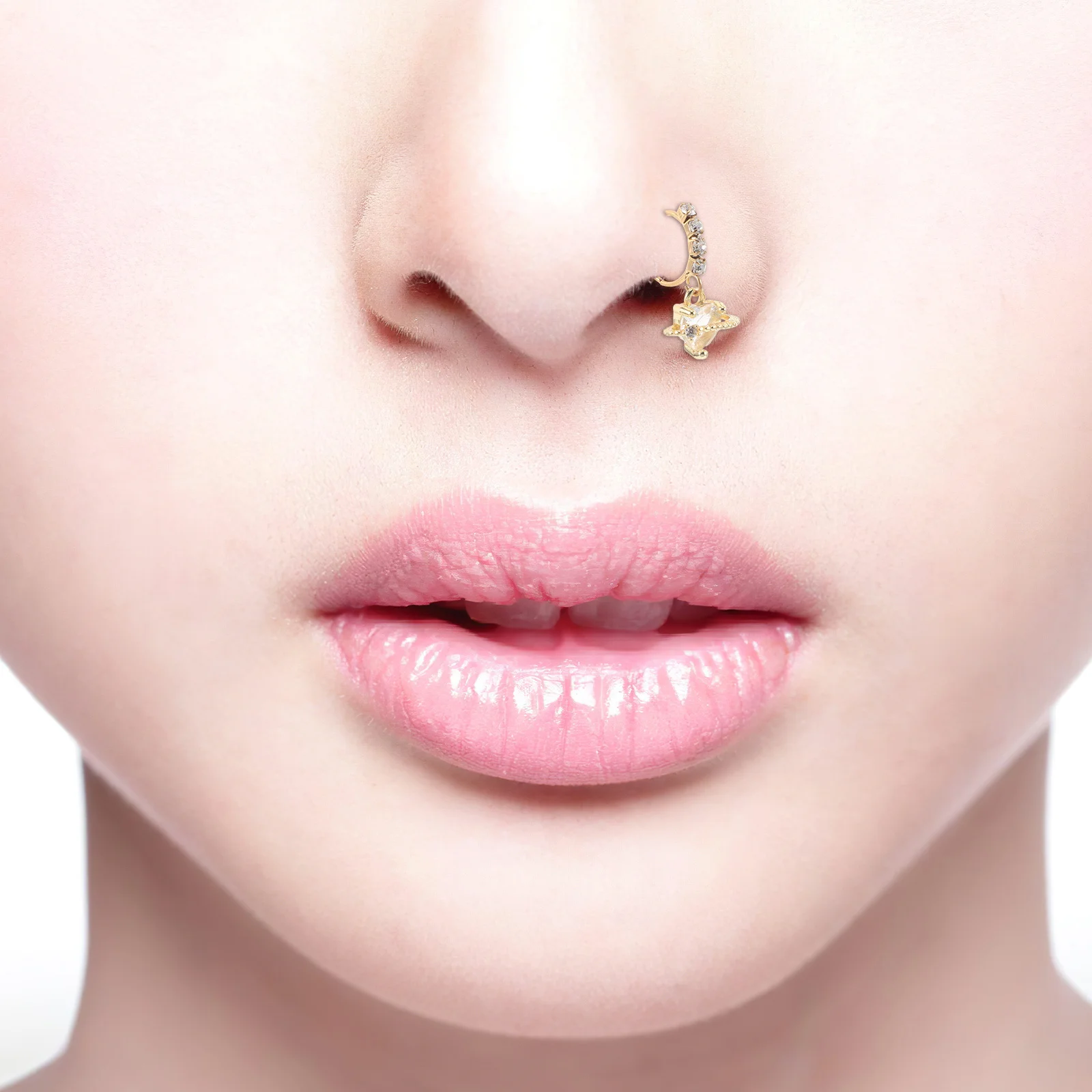 3 قطعة خواتم الأنف القلب للنساء مجموعة مجوهرات ثقب الأنف الأنيقة بألوان نابضة بالحياة مثالية للموضة والمحمولة