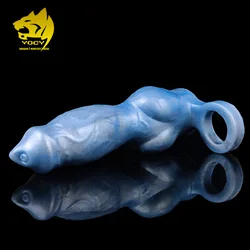 YOCY Fantasy Penis Sheath Dog Dildo Shape With Anti-Off Ring 7cm Big Knot Enlargement Silicone Dick Cover Sex Toys For Couples