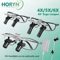 Lupa Dental Horyn 4.0X/5.0X/6.0X, Lupa Binocular Óptica Médica para Odontología, para Cirugía Oral, de Oído, Nariz y Garganta