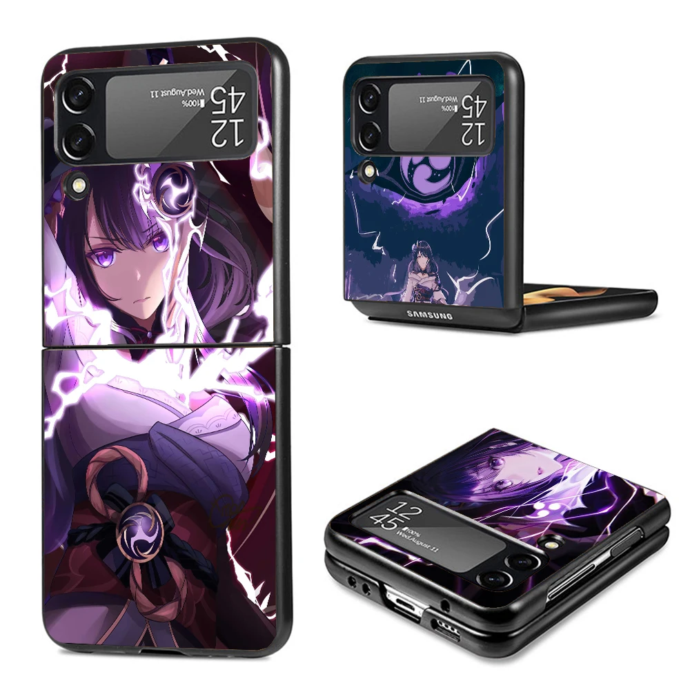 Raiden Shogun Genshin Impact Phone Case For Samsung Galaxy Z Flip6 5G Flip5 Flip4 Flip3 ZFlip 6 3 4 5 Hard PC shockproof Back Co