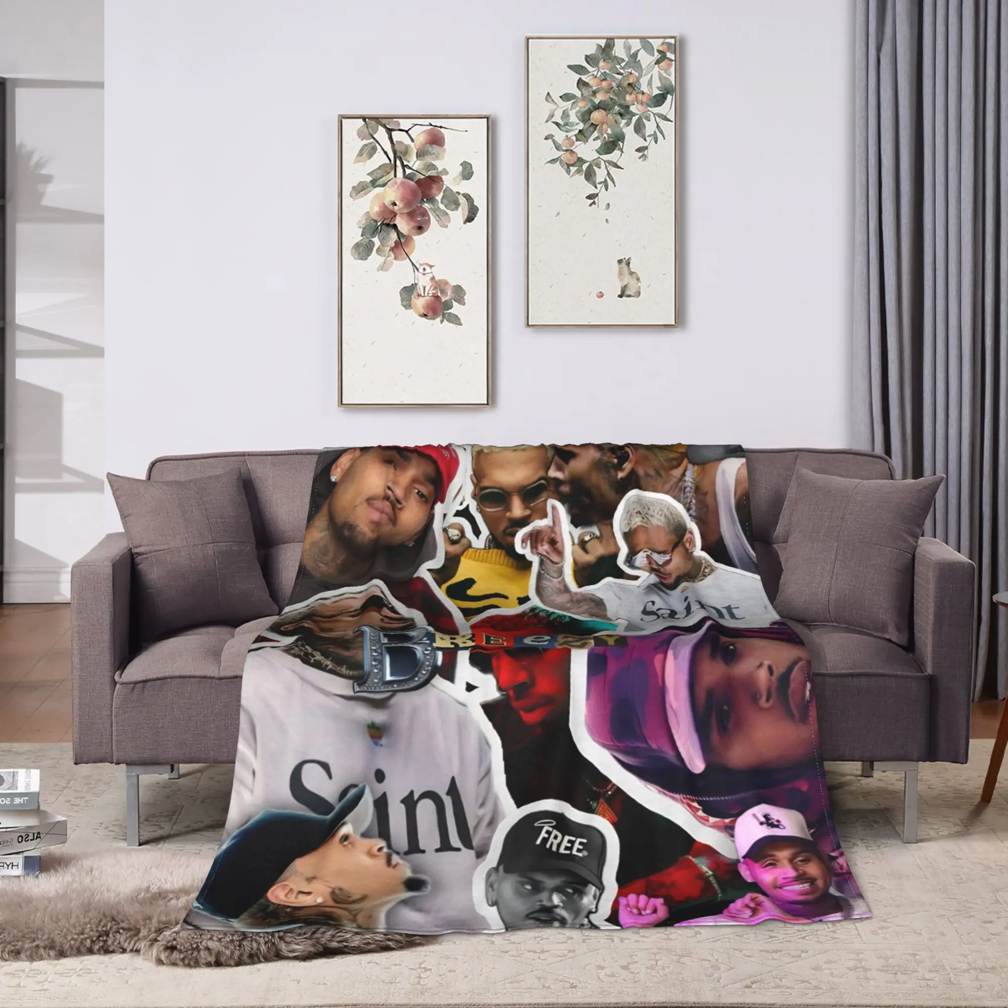 بطانية دافئة للسفر كريس براون بريزي السلطانية XX الفراش يلقي الفانيلا المفرش للخارجية الجدة غطاء سرير أريكة #2