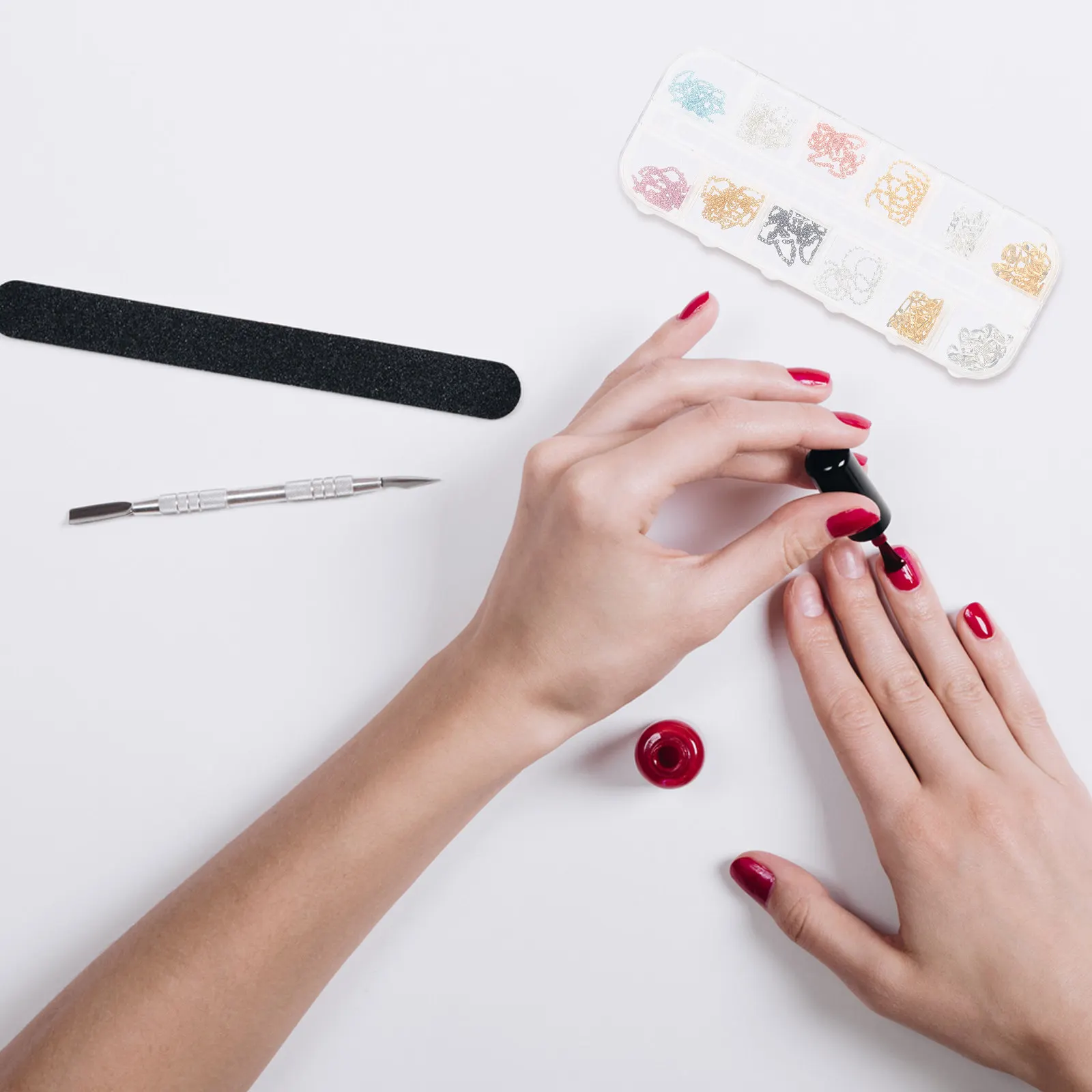 

1 Box Assorted Color Metal Mini Chains 12 Styles for Nail Art Decoration Small Chains Nail Charms Jewelry Making Supplies