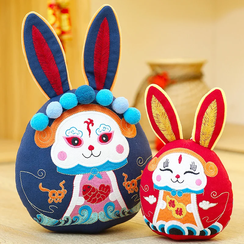 2023 Chinese Zodiac Fortuna Rabbit New Year Tang Suit Cute Bunny Home Decor Stuffed Toy Kids Creative Ornament Special Gift 12cm