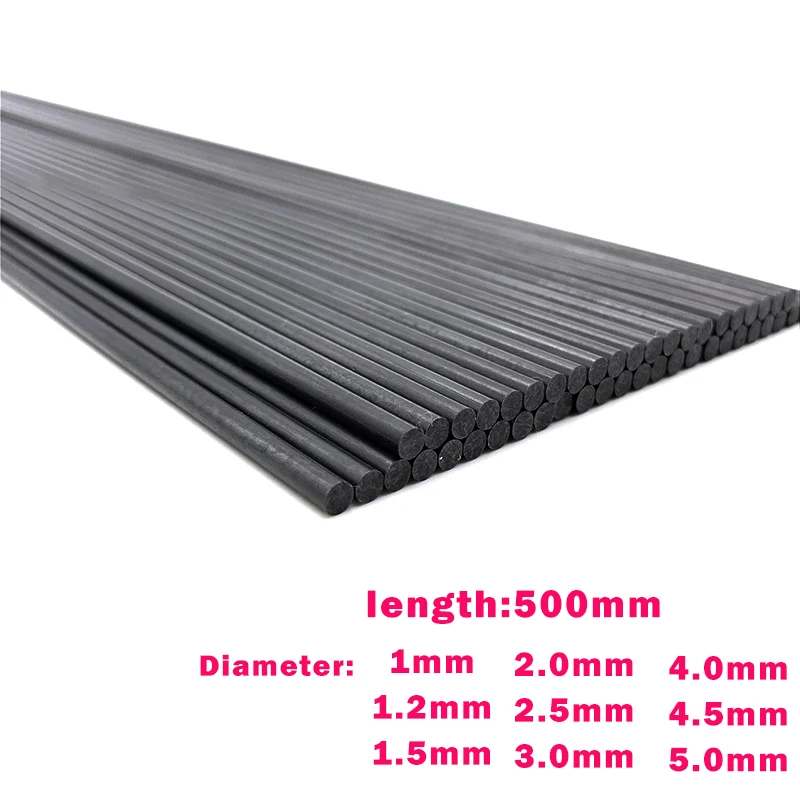 Carbon Fiber Round Rod Dia 1MM 1.2MM 1.5MM 2.5MM 3MM 4M High Strength Light Weight DIY Composite Accessory for RC Airplane