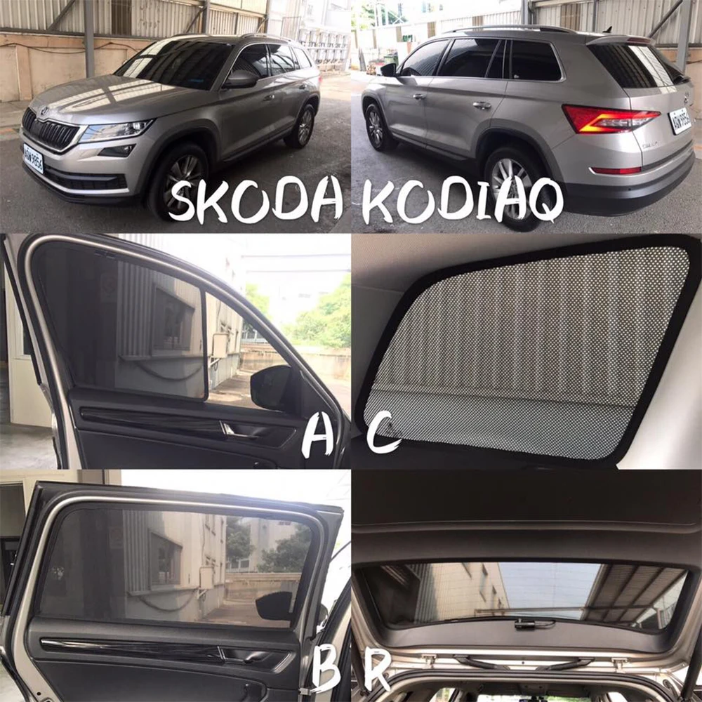 Dla Skoda Kodiaq NS7 2016-2024 Magnetyczna samochodowa osłona przeciwsłoneczna Zasłona przedniej szyby Tylna boczna osłona przeciwsłoneczna na okno