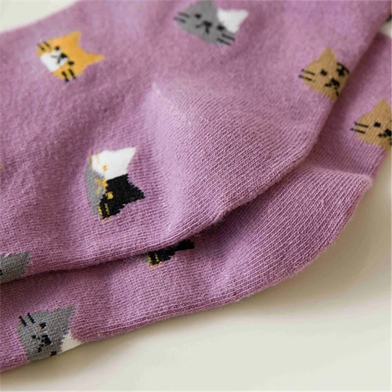 5 Colors Female Cute Cat Socks Vintage Harajuku Socks Women Korea Japanese Cotton Funny Sock for Autumn Winter Mujer Sokken