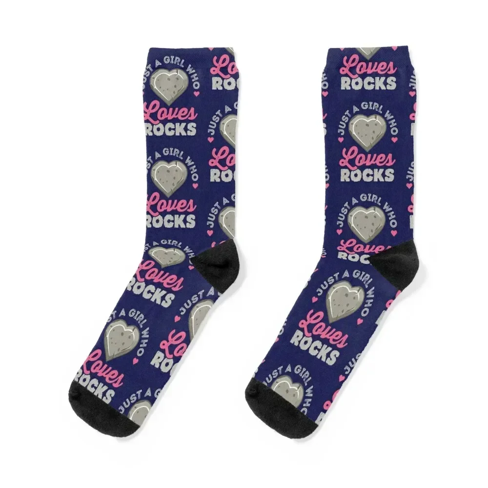 

Just a Girl Who Loves Rocks Geology Geologist Rockhound Rock Collector Socks luxe funny gift cute Men's Socks Women's