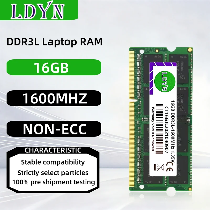 DDR3L 16GB 1600MHZ ذاكرة الوصول العشوائي للكمبيوتر المحمول PC3L-12800 غير ECC غير مخزنة 1.35V CL11 2Rx8 204 Pin SODIMM ذاكرة الوصول العشوائي للكمبيوتر المحمول #1