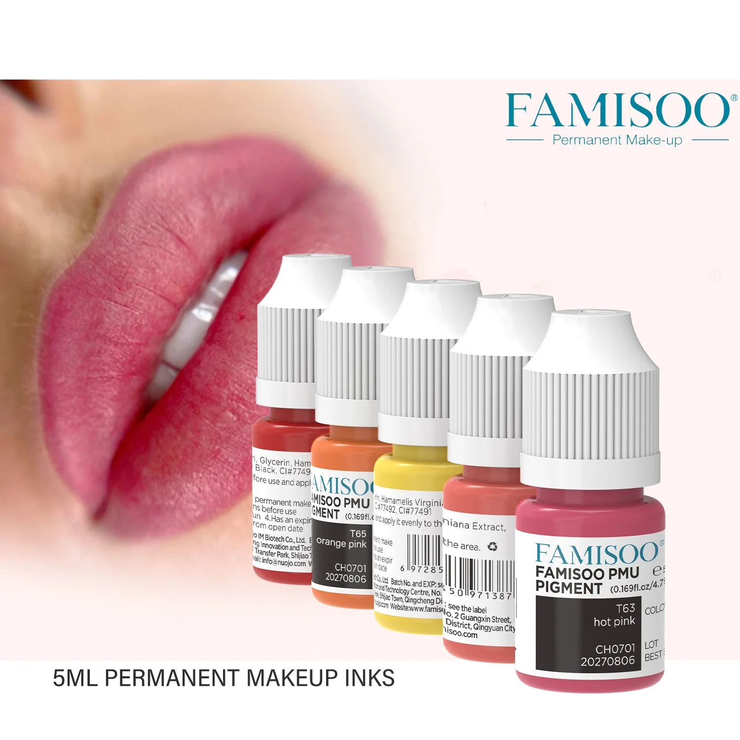 FAMISOO 5ml Tattoo Lip Tattoo Permanent Makeup Eyebrow Lip Liner Cosmetic Tattoo Color Pigment Supplement
