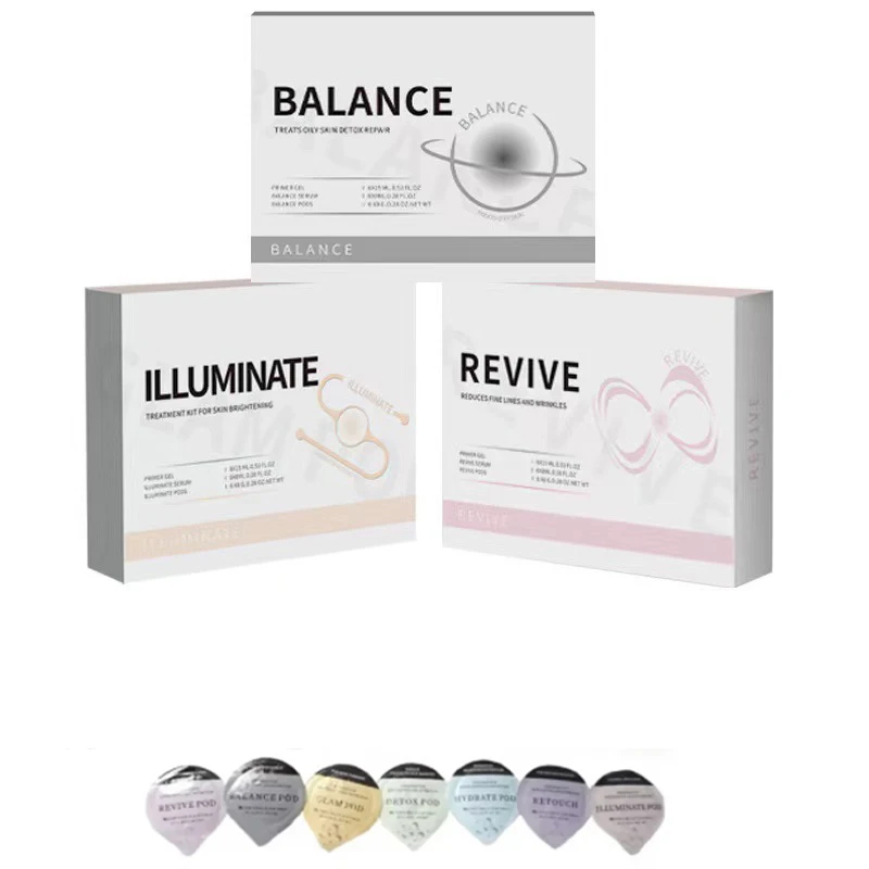 Hydrate Glam Revive Detox Illuminate Kit Pods Serum Facial SPA Serum For Bubble Beauty Machine Facial Oxygen Aqua CO2 Serum Gels