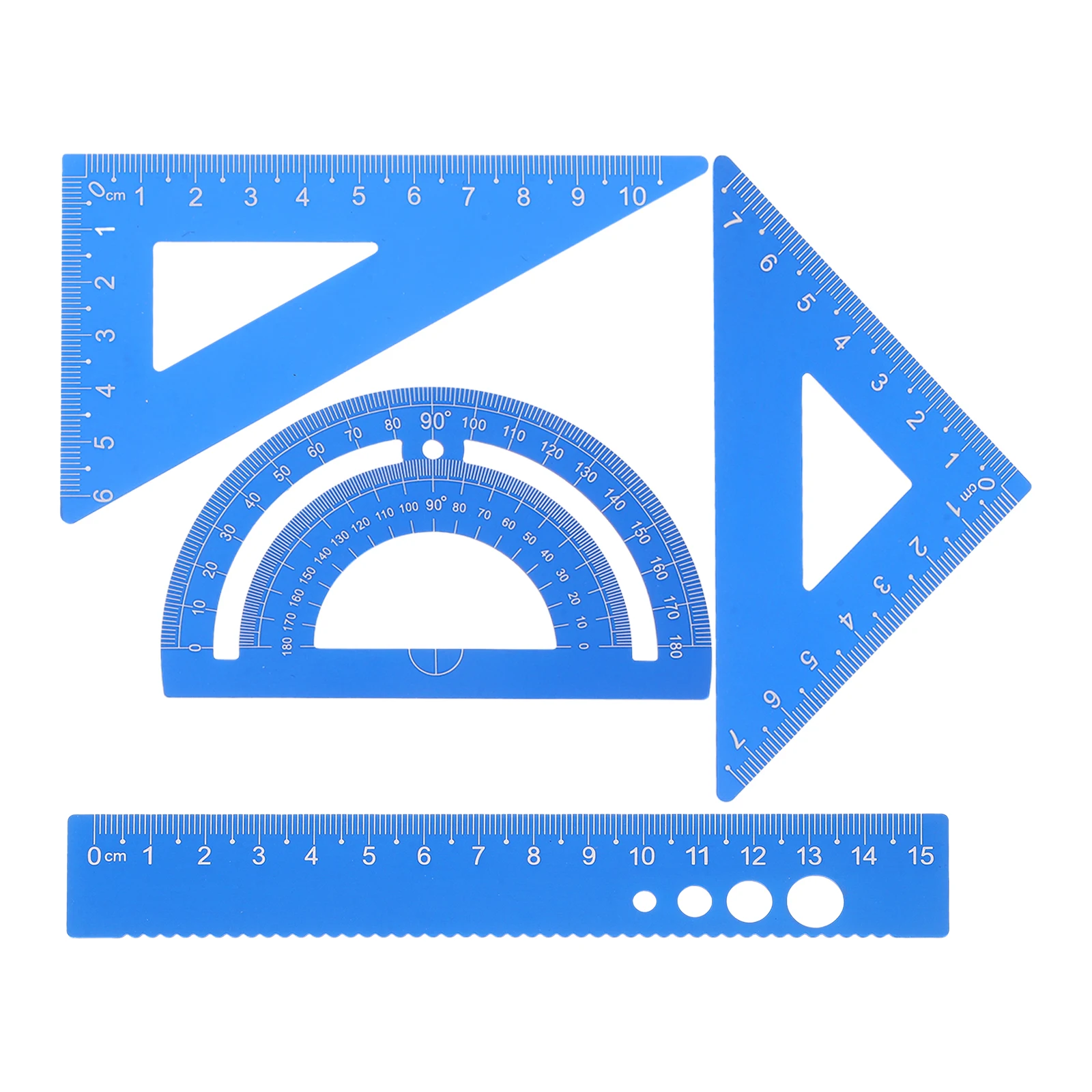 

1 set Aluminum Alloy Geometry Set Protractor Ruler Triangle Math Tools Kit for Students Drafting Drawing Office Use Metal Rulers