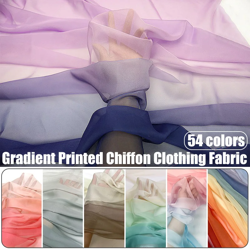 100x150cm Farbverlauf Chiffon-Stoff DIY Regenbogen Abendkleid Tanzkleid Nähmaterial Bedruckter Seidenstoff Bühnenkostüm Dekorationsmaterial – Detail 1
