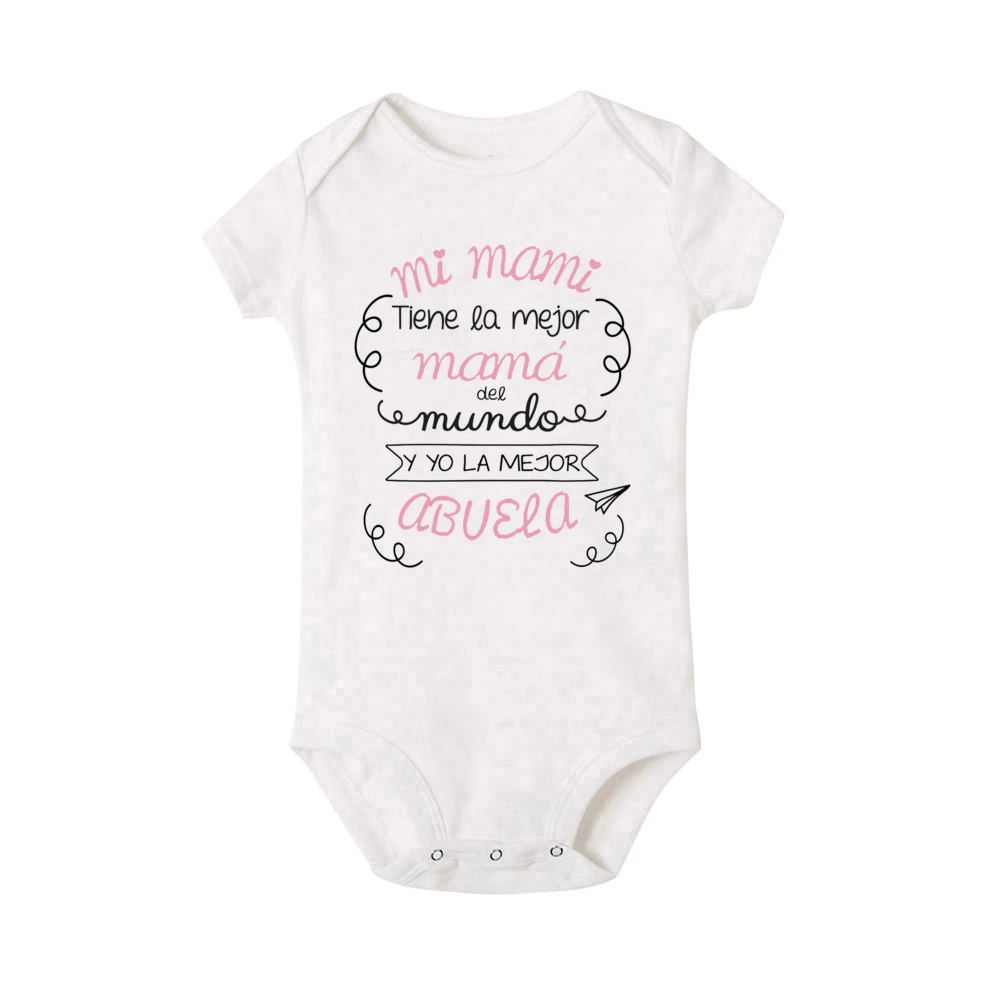 My Mom Has The Best Mom in The World and I Have The Best Grandmother Baby Bodysuit Infant Short Sleeve Jumpsuit Newborn Romper