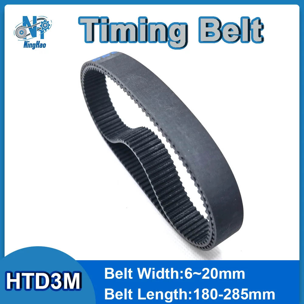 

HTD 3M Timing Belt Width 6mm 10mm 15mm 20mm Rubber Closed Loop Belt Length 180mm To 285mm 3M Synchronous Belt For 3D Printers
