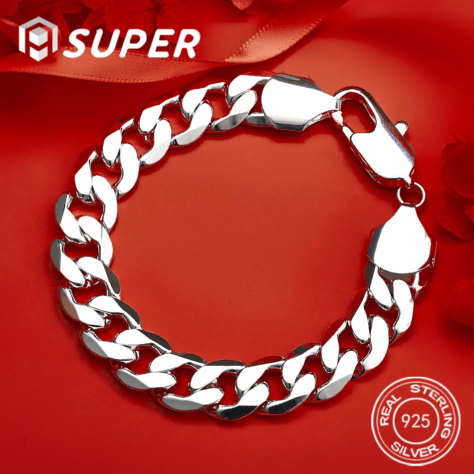 

ALISuper 925 Sterling Silver 8-inch Classic Bracelet, Fashionable Wedding Jewelry for Men and Women