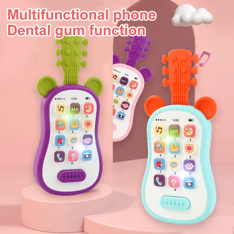 Children's Early Education Multifunctional Mobile Phone Cartoon Violin Music Light Story Phone Puzzle Baby Soothing Toys Gifts