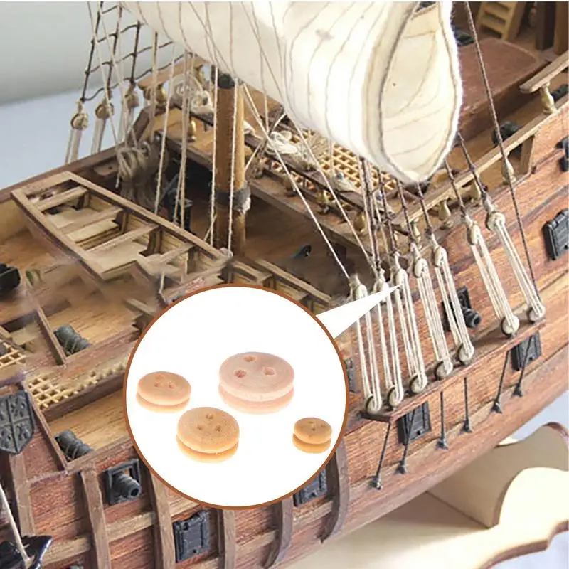 Resuable Wooden Wheels 20pcs High-quality Wood Pulleys model classical sailing ship model accessories Pulley Blocks