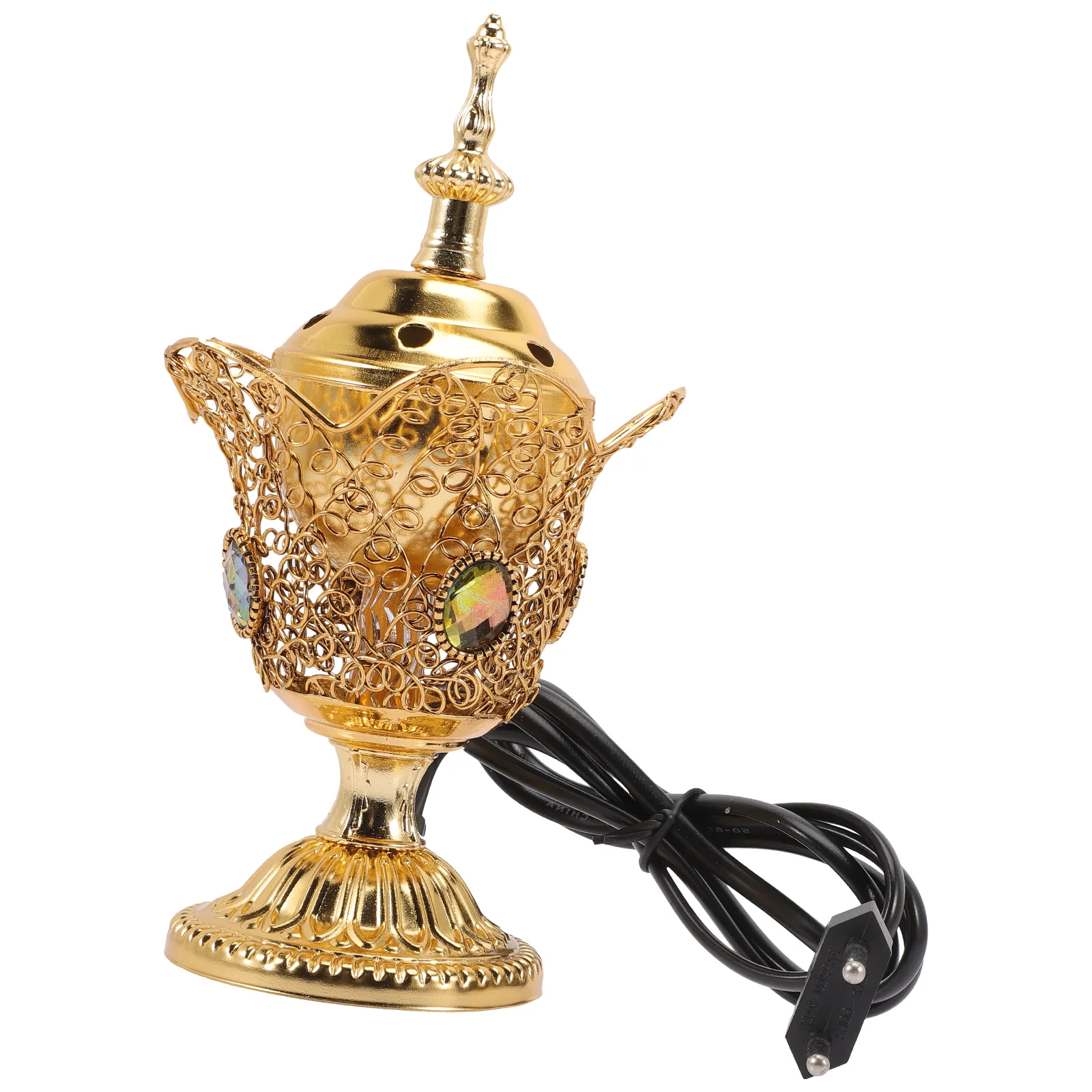 

Burner Incense Holder Centerpiece Decorations Electric for Living Room Golden Decorative Censer