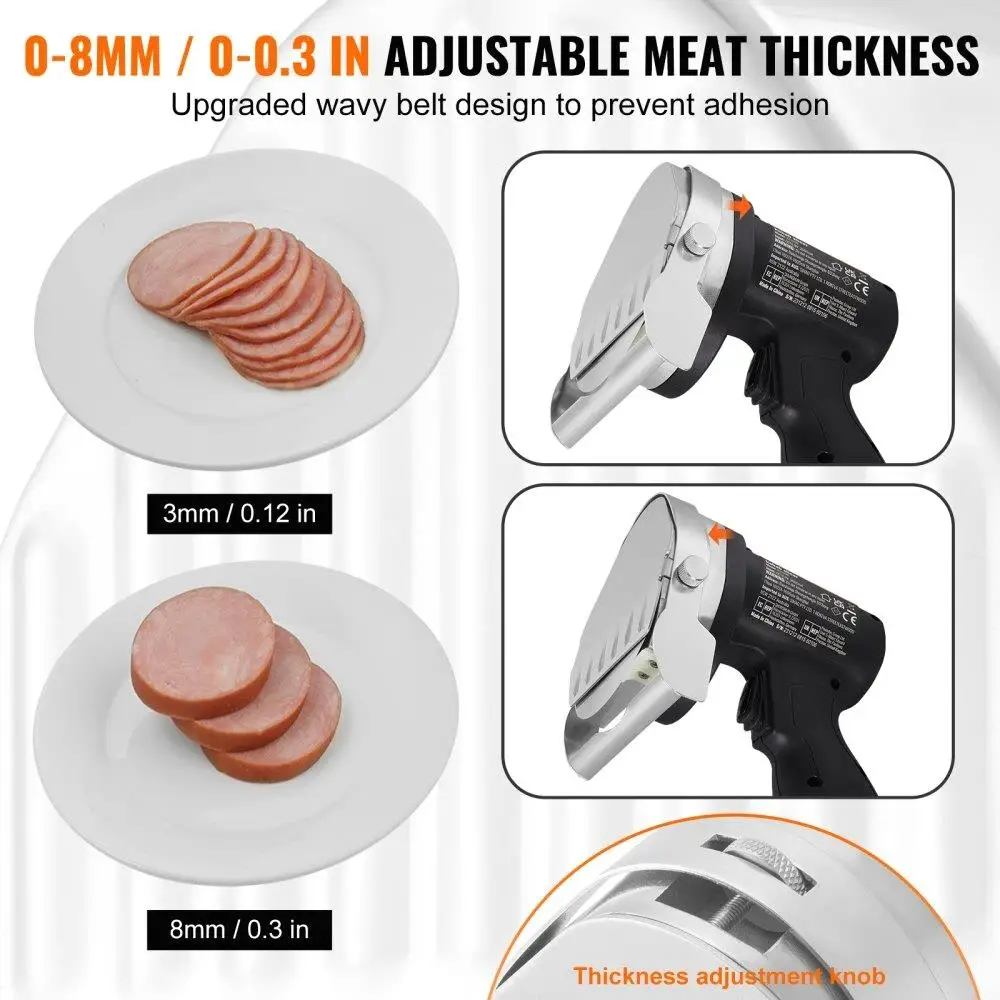 ไฟฟ้าไร้สายเครื่องตัด Gyro 80W สแตนเลส Kebab เนื้อปรับความหนา 2 ใบมีดเส้นผ่านศูนย์กลาง 100 มม.