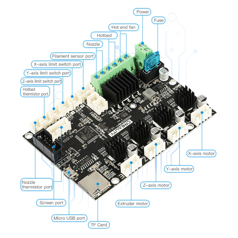 

CREALITY 3D Printer 32 Bits V 4.2.7 Vision Silent Mainboard TMC2225 Marlin 2.0.1 Mute Motherboard for Ender 3 Series Ender-5