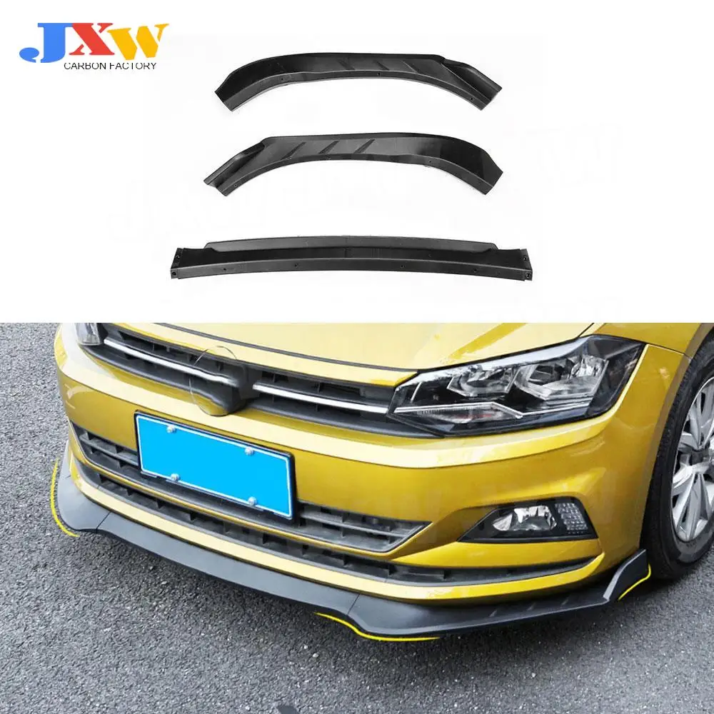 

ABS Front Bumper Lip Spoiler For Volkswagen VW Polo Plus 2019 Head Chin Shovel Protector 3PCS/Set 4PCS/Set Car Styling