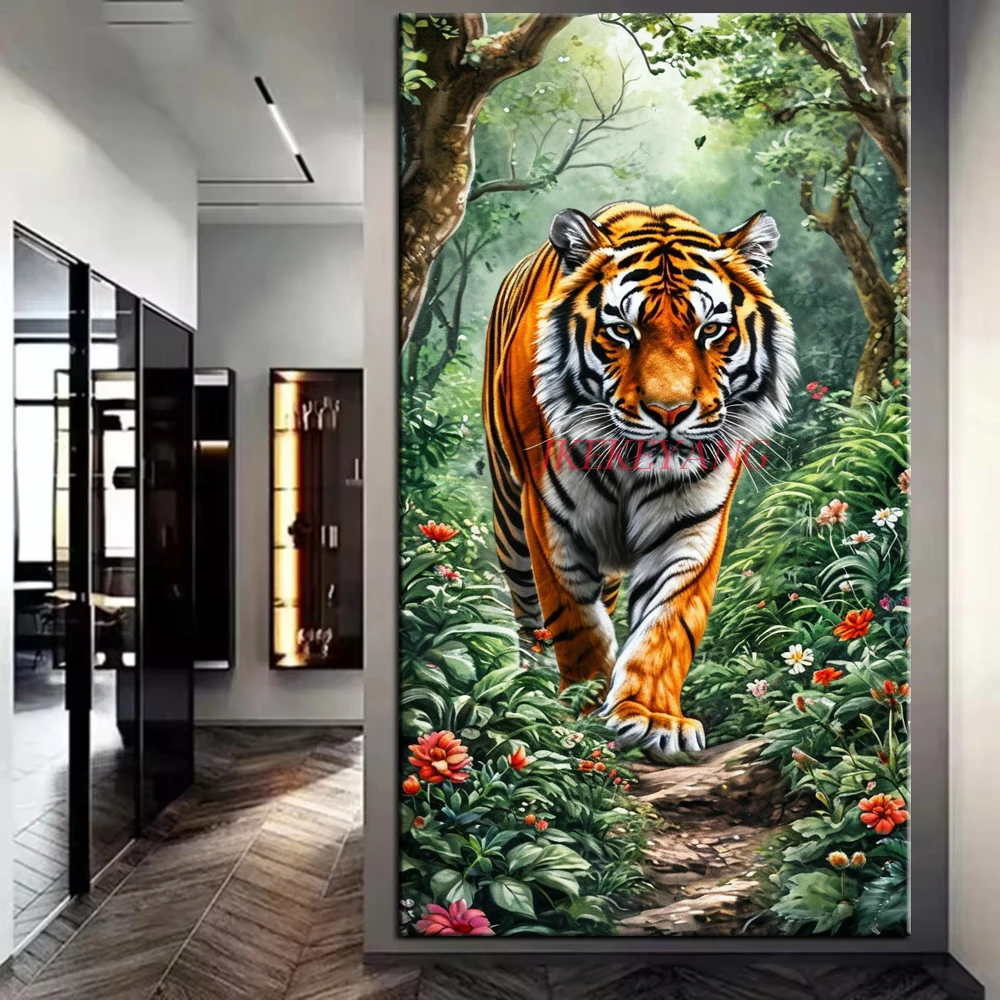 

Тигр в лесу картина DIY алмазная живопись вышивка крестиком полные дрели Алмазная мозаика новая коллекция домашний декор