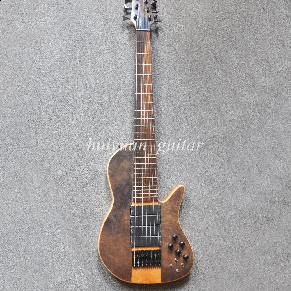 Flyoung 6 Strings Black Neck Through Body Electric Bass Guitar with Rosewood Fretboard 24  Frets