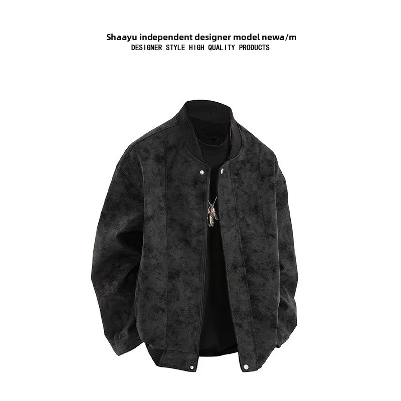 

anyu Men's Thiened Cotton Pilot Jaet Leather Coat Winter Casual Sle Long Sve Zipper Closure Baseball Collar Jaet