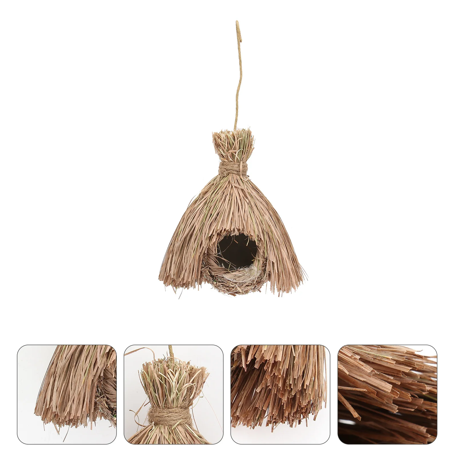 

1pc Hanging Bird Solid Wood Grass Woven Drop-Shaped Shelter For Pet Bird Breeding Nest Weaving Birds Shelter Artificial Birds