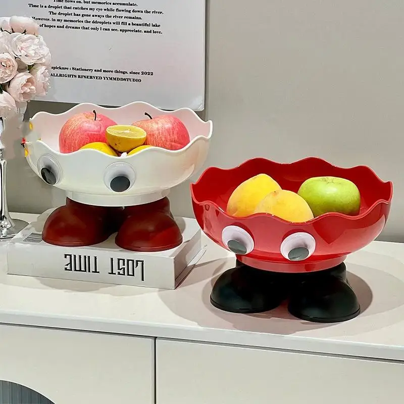 New··High Aesthetic Footed Fruit Bowl For Home Drainable Stylish Plate For Fruit Candy Snacks Nuts Perfect For Living Room