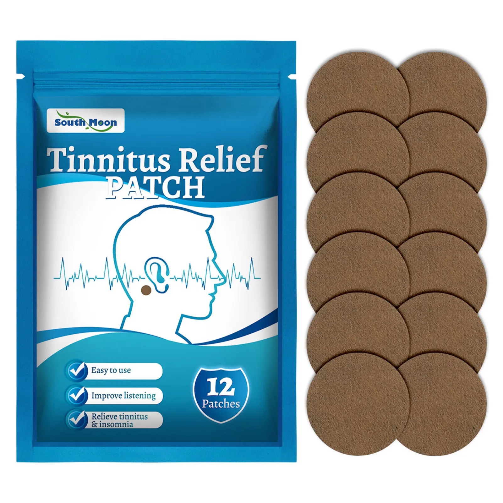 12pcs Tinnitus Symptom Reliever Herbal Extract Ear Care Deafness Patch for Hearing Impairment Patch