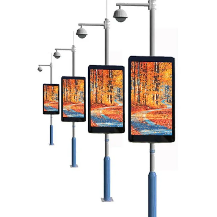 

P6 Outdoor LED Billboard Solar Pole Light LED Displays Street Pole Advertising Road Light Pole LED Screen