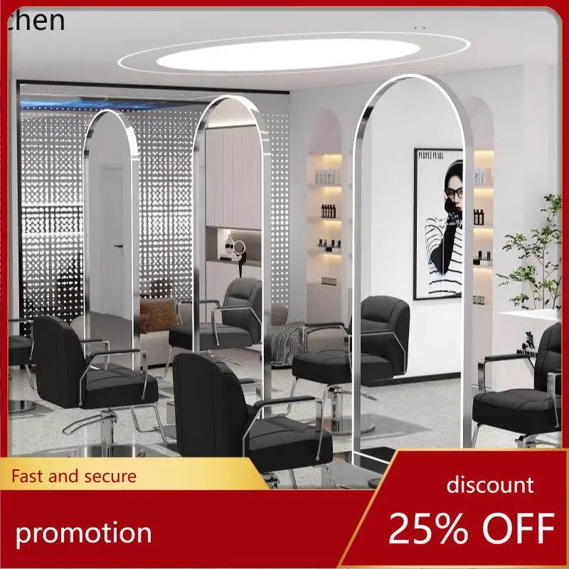 HT Hair Salon Stainless Steel Perming Dyeing Haircut Mirror Barber  Floor Single Double Sided with Base Hair Salon Special