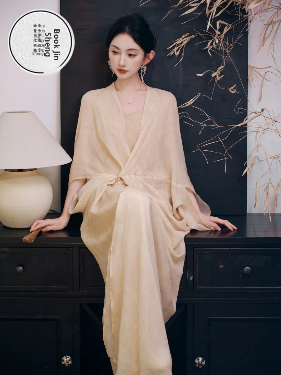 

Новый китайский комплект Ханьфу: модная женская длинная юбка в стиле Буддийского Дзен с эффектом охлаждения