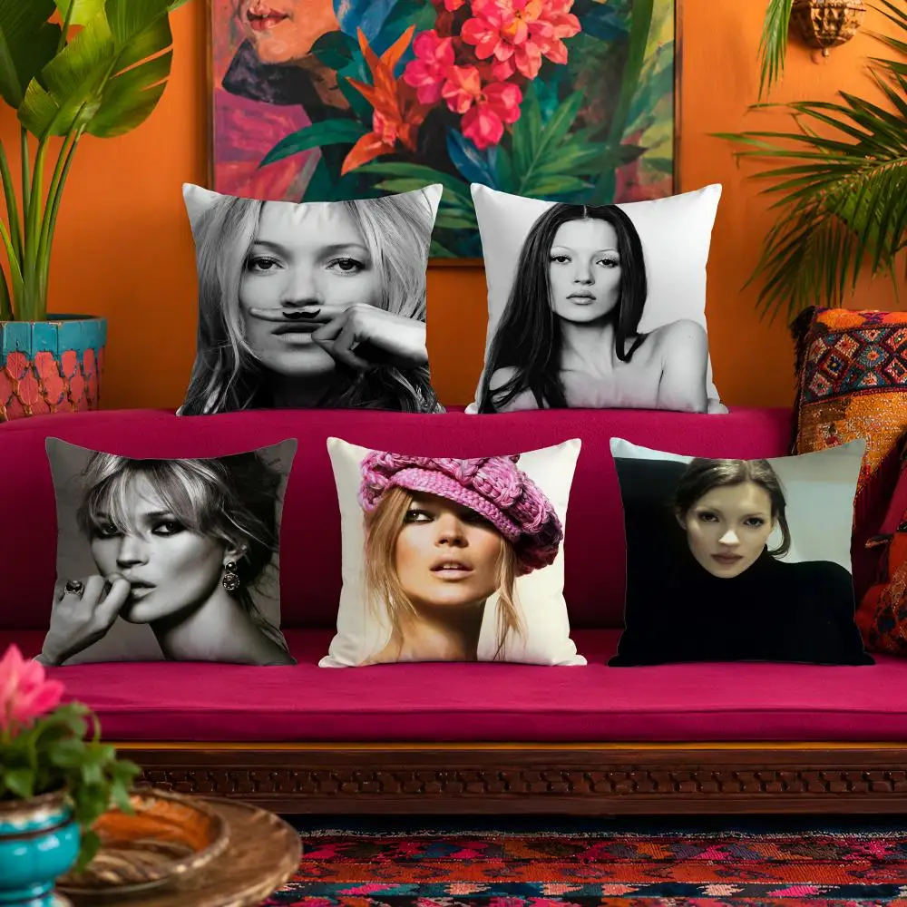 Hot Singer K-Kate M-Moss Anime Cushion Cover 1pc Square Pillow Cover Soft Texture Removable Washable Sofa Bed Bedroom Decor