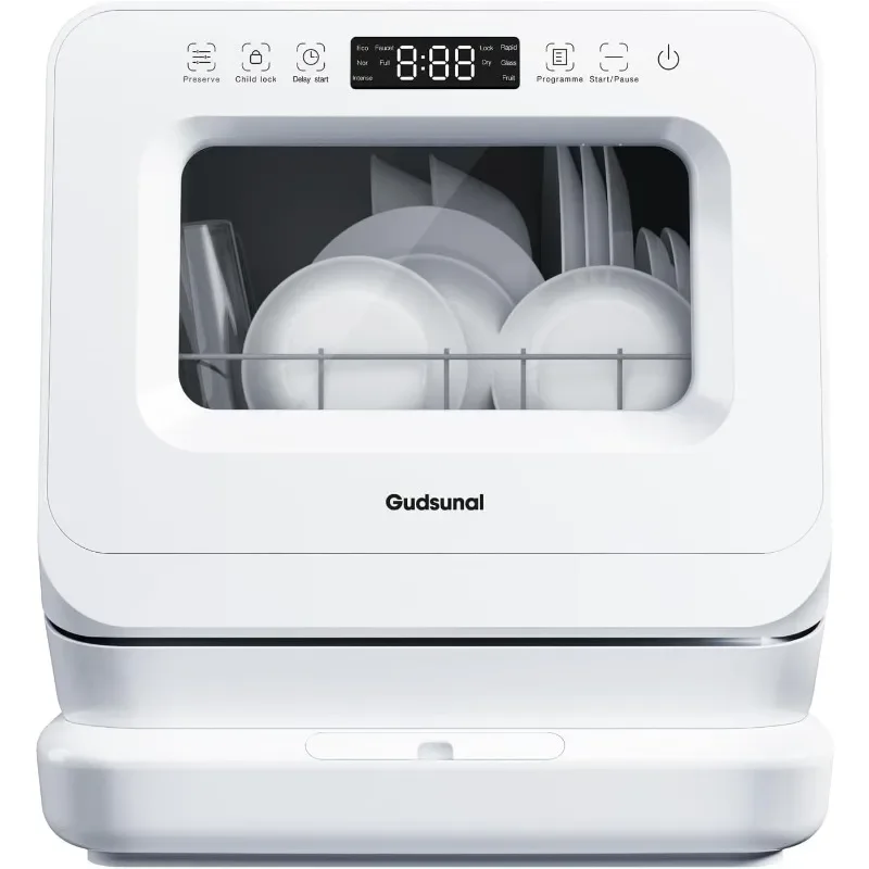 Gudsunal Countertop Dishwasher, Portable Dishwasher with 7L Detachable Water Tank, No Hookup Needed,192℉ Hi-Temp Hygiene