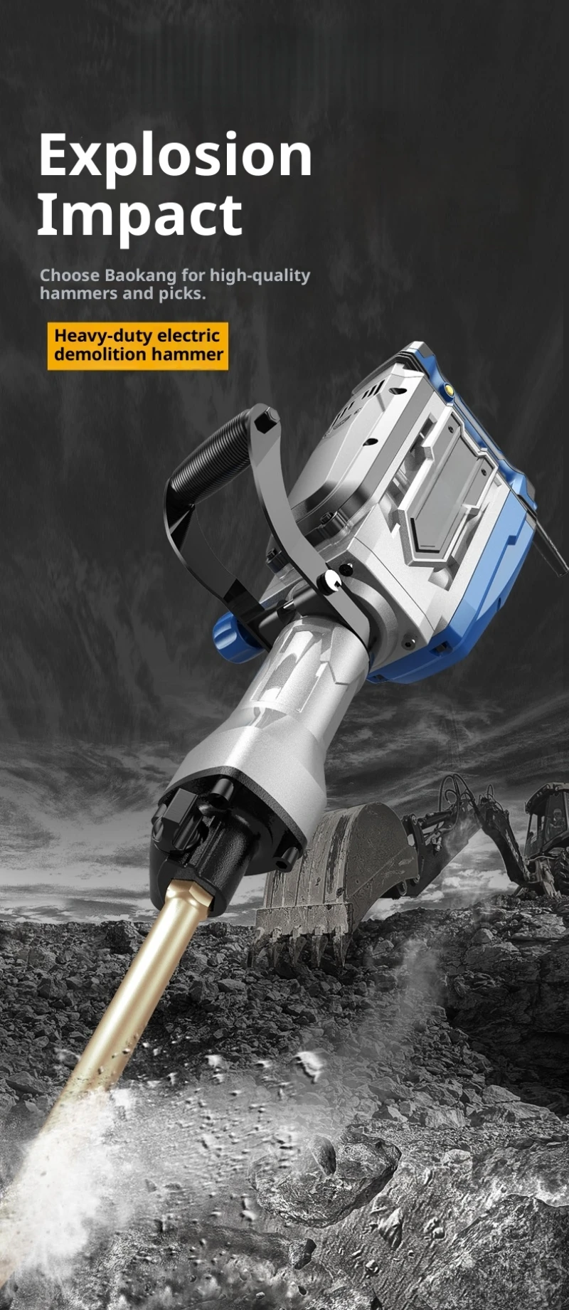 

65 95 Heavy Duty Electric Hammer Electric Pick High Power Professional Industrial Grade Wall Demolition Steel Bar Soil Crushing