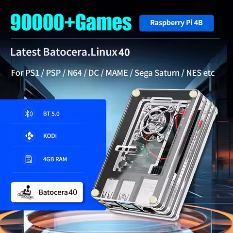 Raspberry Pi 4 Model B 4G RAM Retro Video Game Console Latest Batocera 40 OS 4K Output with 90000+ Games For PSP/PS1/DC/N64/MAME