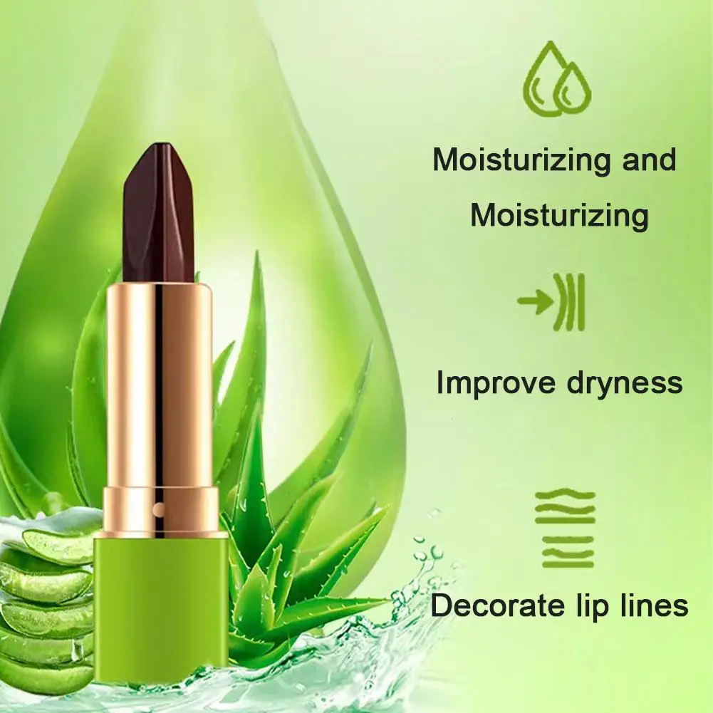 Aloe Vera Lippenstift Temperatur Farbwechsel Lippenbalsam Pflegende Dauerhafte Lippen Anti-trocknung Pflege Peeling Feuchtigkeitsspendende Lip I5a3
